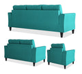 Adorn India Maddox Tufted 3+2+1 6 Seater Sofa Set (Aqua Blue) (3 Year Warranty)