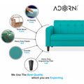 Adorn India Rio Elegant 3 Seater Sofa (Aqua Blue) (3 Year Warranty)