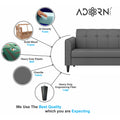 Adorn India Rio Elegant 3 Seater Sofa (Grey) (3 Year Warranty)