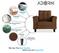 Adorn India Maddox Tufted 1 Seater Sofa (Brown) (3 Year Warranty)