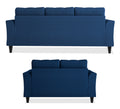 Adorn India Maddox Tufted 5 Seater 3+2 Sofa Set (Blue) (3 Year Warranty)