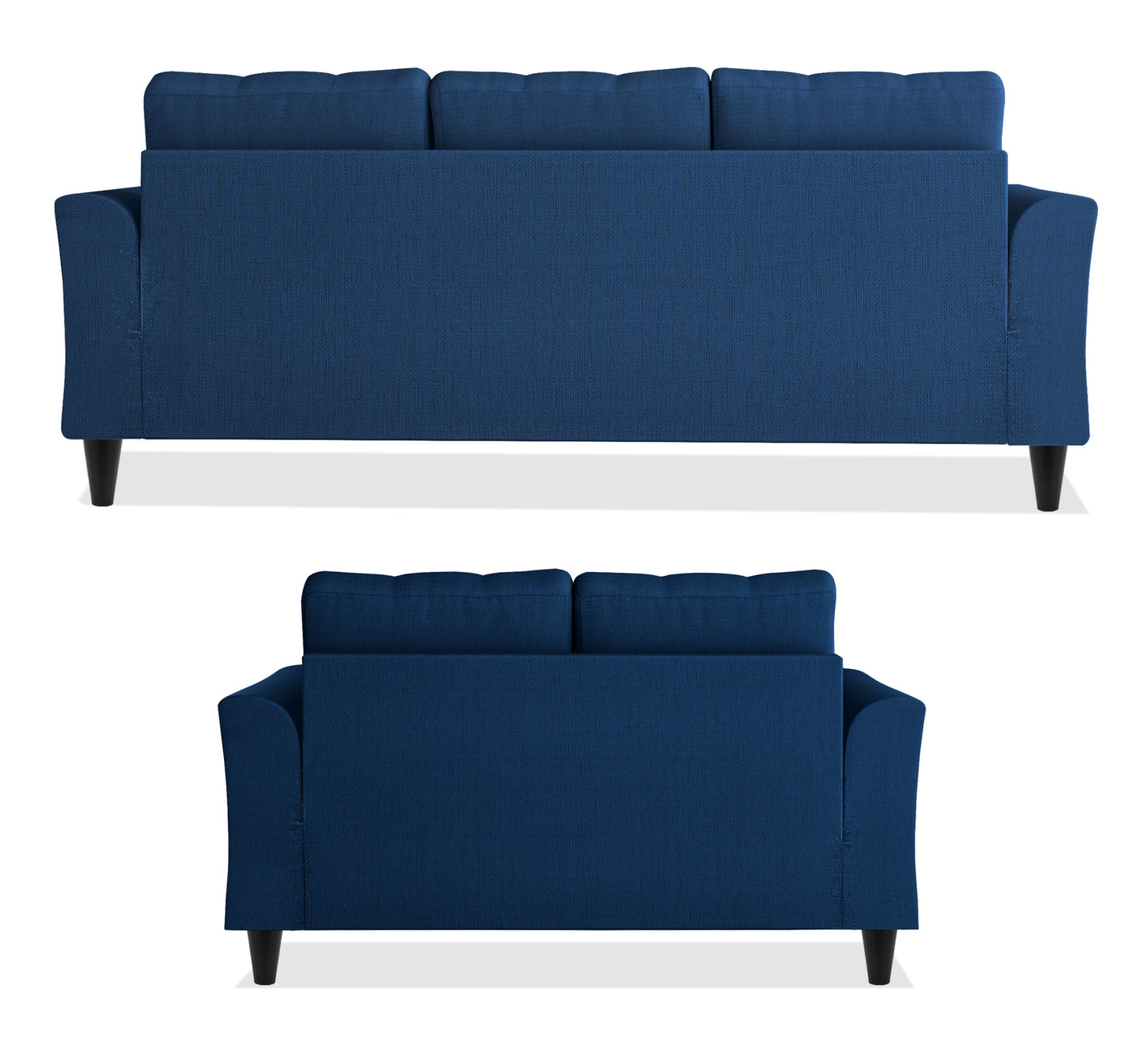 Adorn India Maddox Tufted 3+2 5 Seater Sofa Set (Blue)