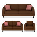 Adorn India Harlem 6 Seater 3+2+1 Fabric Sofa Set (Brown) (3 Year Warranty)