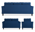 Adorn India Maddox Tufted 3+2+1 6 Seater Sofa Set (Blue) (3 Year Warranty)
