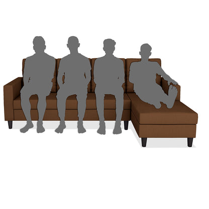 Adorn India Darcy L Shape 8 Seater Sofa Set with Center Table and 2 Ottoman Puffy (RHS) (Brown) (3 Year Warranty)