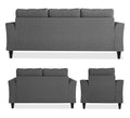 Adorn India Maddox Tufted 3+2+1 6 Seater Sofa Set (Grey) (3 Year Warranty)