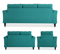 Adorn India Maddox Tufted 3+2+1 6 Seater Sofa Set (Aqua Blue) (3 Year Warranty)
