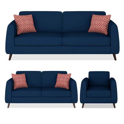 Adorn India Harlem 6 Seater 3+2+1 Fabric Sofa Set (Blue)