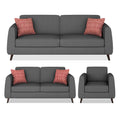 Adorn India Harlem 6 Seater 3+2+1 Fabric Sofa Set (Grey) (3 Year Warranty)