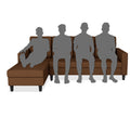 Darcy L Shape 8 Seater Sofa Set with Center Table and 2 Ottoman Puffy (LHS) (Brown)