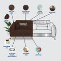 Premium Luster Plus 3 Seater Sofa | Velvet Suede Fabric | 3-Year Warranty | Color Brown with Golden Legs & Striped Pattern Cushion