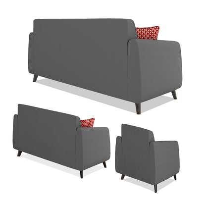 Adorn India Harlem 6 Seater 3+2+1 Fabric Sofa Set (Grey)