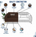 Premium Luster Plus 3-1-1 Sofa Set | Velvet Suede Fabric | 3-Year Warranty | Color Brown with Golden Legs & Striped Pattern Cushion