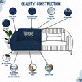 Premium Luster Plus 3-2-1 Sofa Set | Velvet Suede Fabric | 3-Year Warranty | Color Blue with Golden Legs & Striped Pattern Cushion