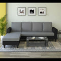 Maddox Plain Two Tone L Shape 6 Seater Sofa Set LHS (Grey & Black)