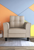 Adorn India Maddox Tufted 1 Seater Sofa (Beige) (3 Year Warranty)