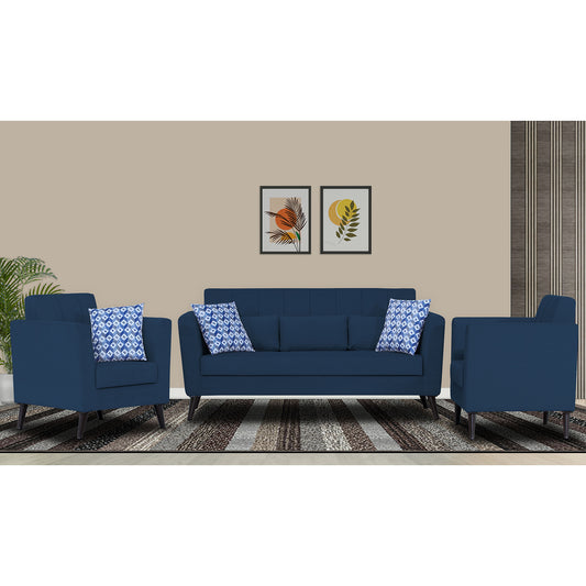 Adorn India Daniel 3+1+1 5 Seater Sofa Set (Blue)