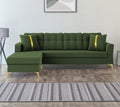 Adorn India Premium Maddox Tufted- 3 Years Warranty - L Shape 5 Seater Sofa Set -LHS-Velvet Suede Fabric - Green