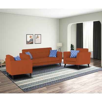 Adorn India Dannis 3+2+1 6 Seater Sofa Set (Rust)