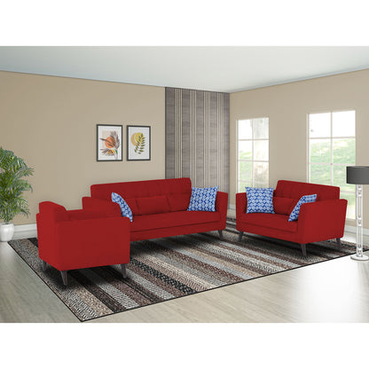 Adorn India Daniel 3+2+1 6 Seater Sofa Set (Red)