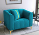 Adorn India Premium Mystic - 3 Years Warranty - 1 Seater Sofa Velvet Suede Fabric - Aqua Blue