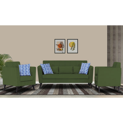 Adorn India Daniel 3+1+1 5 Seater Sofa Set (Green)