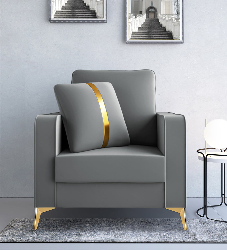 Premium Chandler - - 1 Seater Sofa Velvet Suede Fabric - Grey