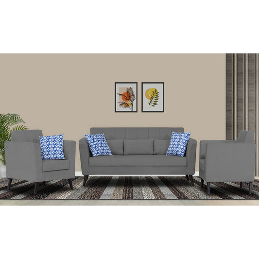 Adorn India Daniel 3+1+1 5 Seater Sofa Set (Grey)