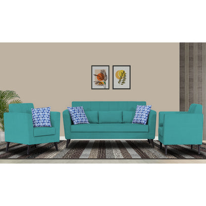 Adorn India Daniel 3+1+1 5 Seater Sofa Set (Aqua Blue)