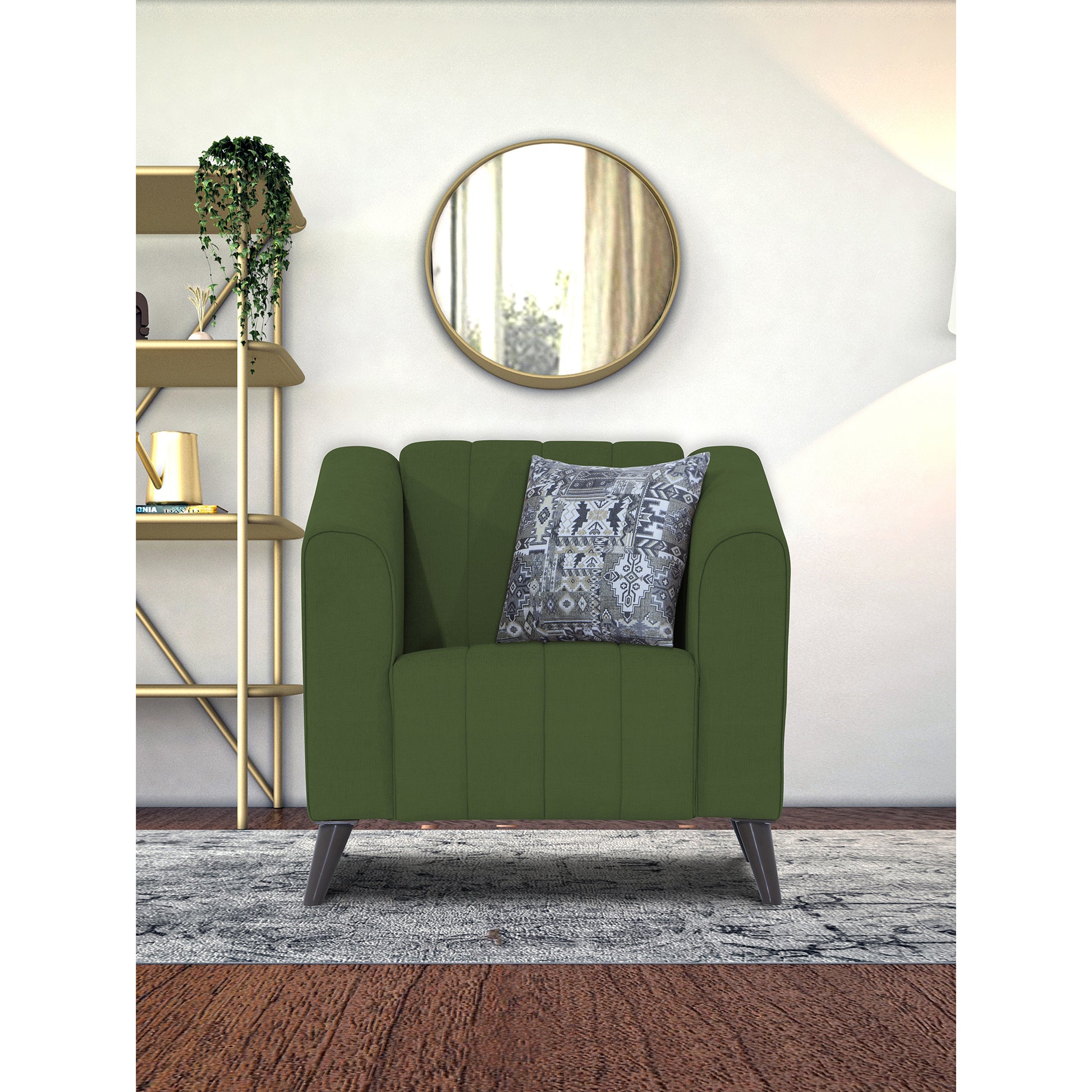 Adorn India Premium Laurel Seater Sofa (Green) (3 Year Warranty)