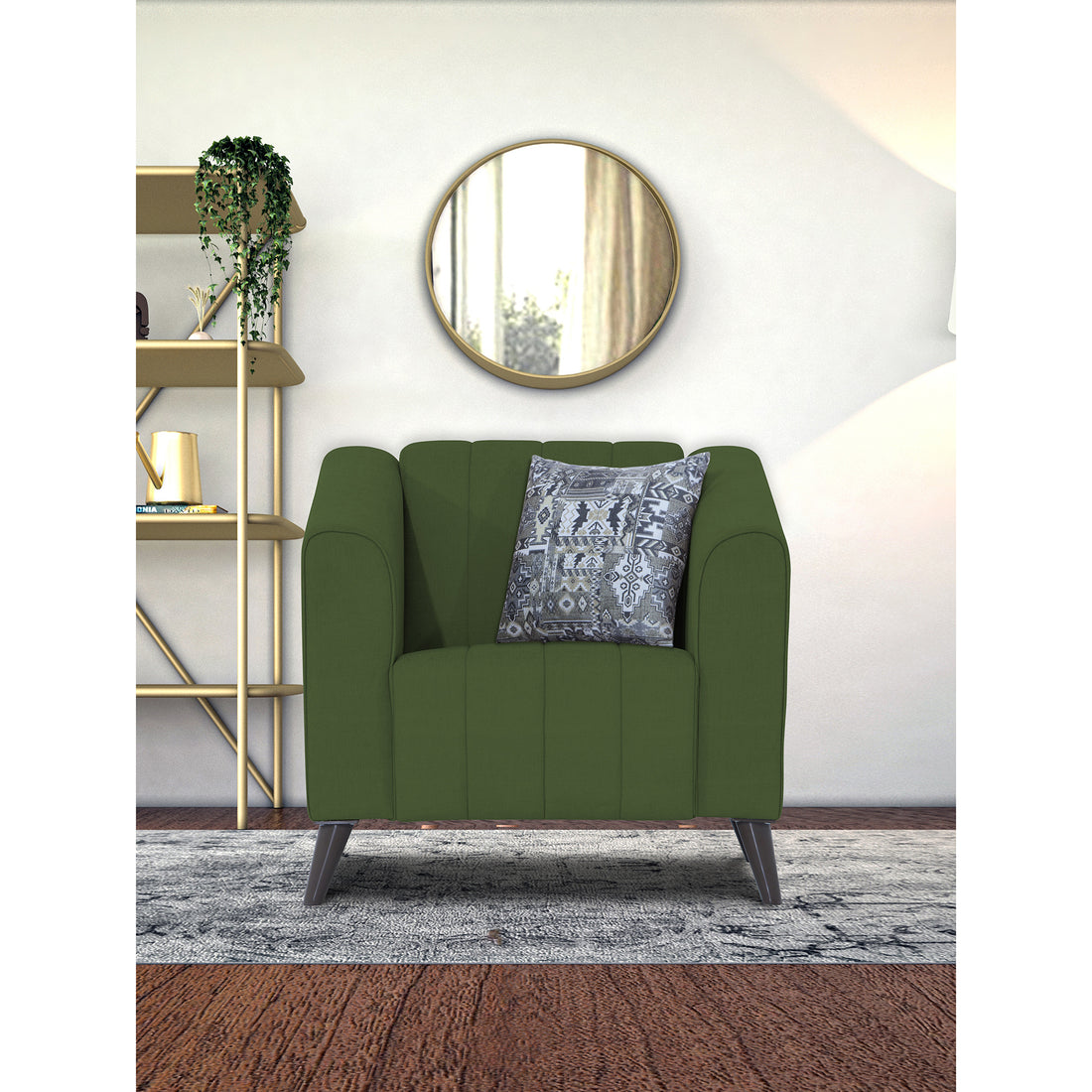 Adorn India Premium Laurel 1 Seater Sofa (Green) (3 Year Warranty)