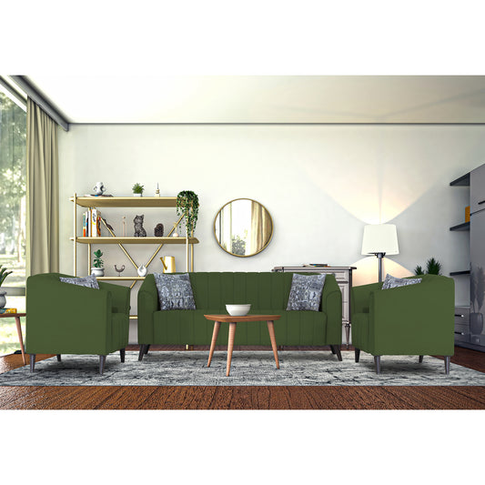 Adorn India Premium Laurel 3+1+1 5 Seater Sofa Set (Green)