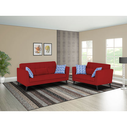 Adorn India Daniel 3+2 5 Seater Sofa Set (Red)