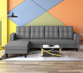 Adorn India Maddox Tufted L Shape 5 Seater Sofa Set LHS (Grey) (3 Year Warranty)