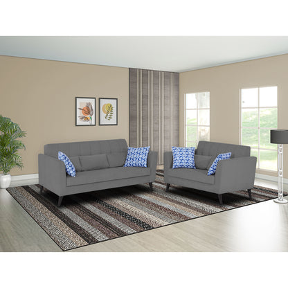 Adorn India Daniel 3+2 5 Seater Sofa Set (Grey)