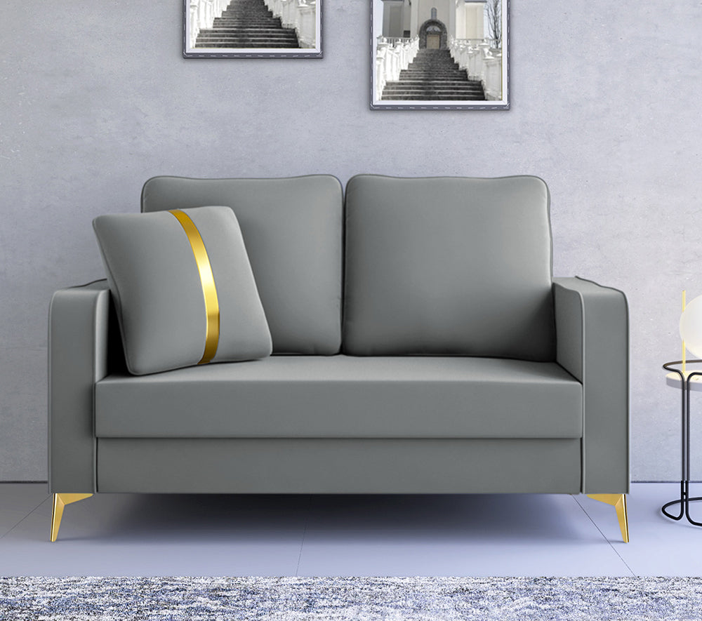 Adorn India Premium Chandler - 3 Years Warranty - 2 Seater Sofa Velvet Suede Fabric - Grey