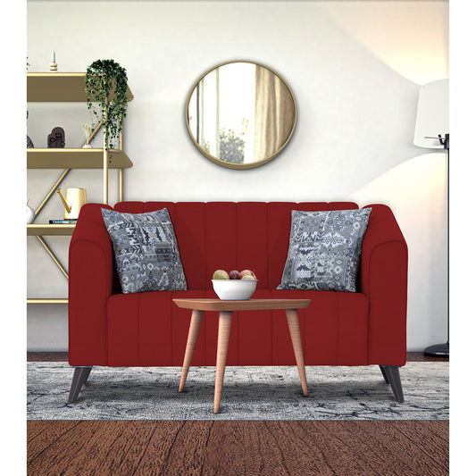 Adorn India Premium Laurel 2 Seater Sofa (Red)