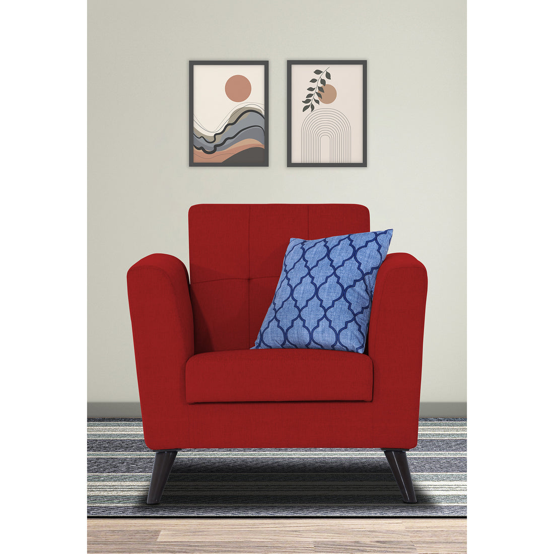 Adorn India Dannis 1 Seater Sofa (Red) (3 Year Warranty)