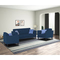 Adorn India Dannis 3+2+1 6 Seater Sofa Set (Blue) (3 Year Warranty)