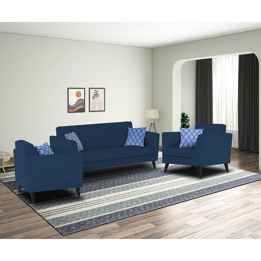 Adorn India Dannis 3+2+1 6 Seater Sofa Set (Blue)