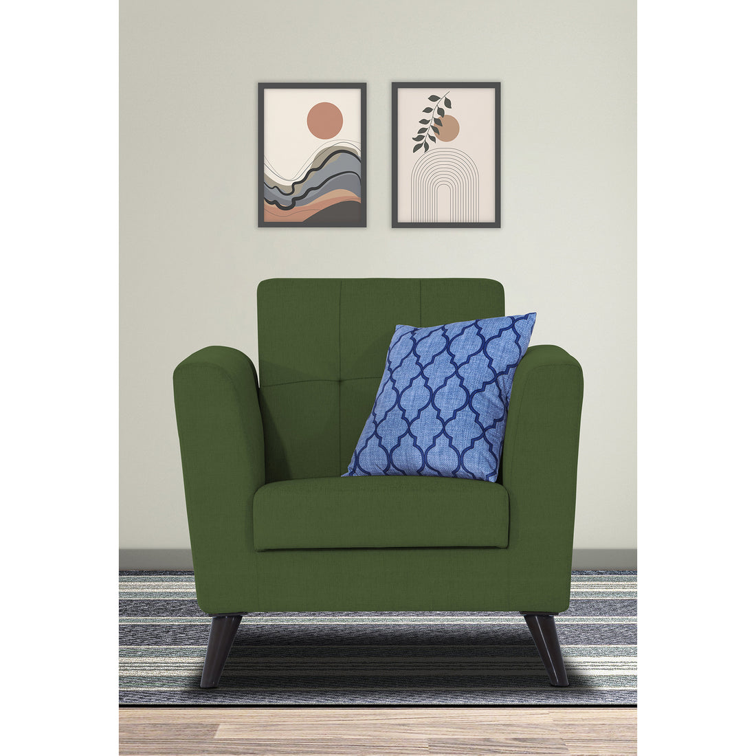 Adorn India Dannis 1 Seater Sofa (Green) (3 Year Warranty)