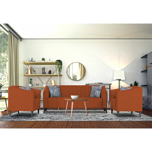 Adorn India Premium Laurel 3+1+1 5 Seater Sofa Set (Rust)