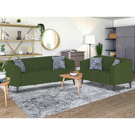 Adorn India Premium Laurel 3+2 5 Seater Sofa Set (Green)