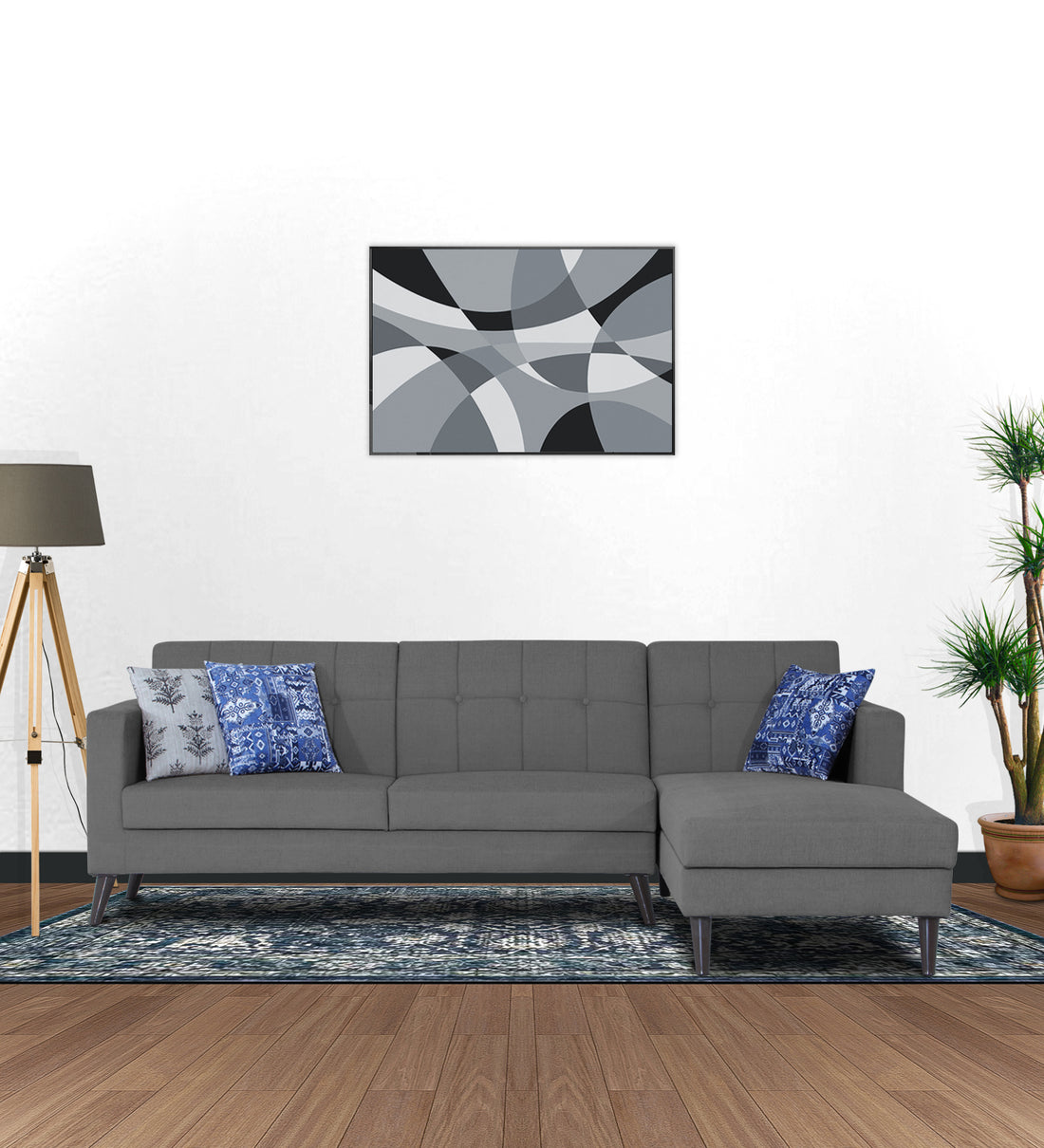 Adorn India Chilly L Shape 6 Seater Sofa Set RHS (Grey) (3 Year Warranty)