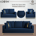 Adorn India Premium Chandler - 3 Years Warranty - 3+2+1 Sofa Set Velvet Suede Fabric - Blue