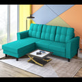 Maddox Tufted L Shape 4 Seater Sofa Set (Aqua Blue)