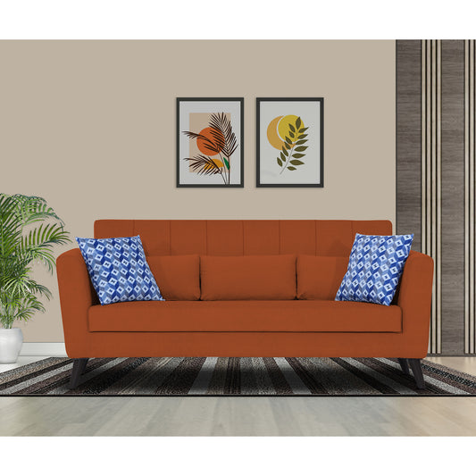 Adorn India Daniel 3 Seater Sofa (Rust)