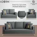 Adorn India Premium Chandler - 3 Years Warranty - 3+2+1 Sofa Set Velvet Suede Fabric - Grey