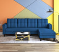 Adorn India Maddox Tufted L Shape 5 Seater Sofa Chenille Sofa Set RHS (Blue) (3 Year Warranty)