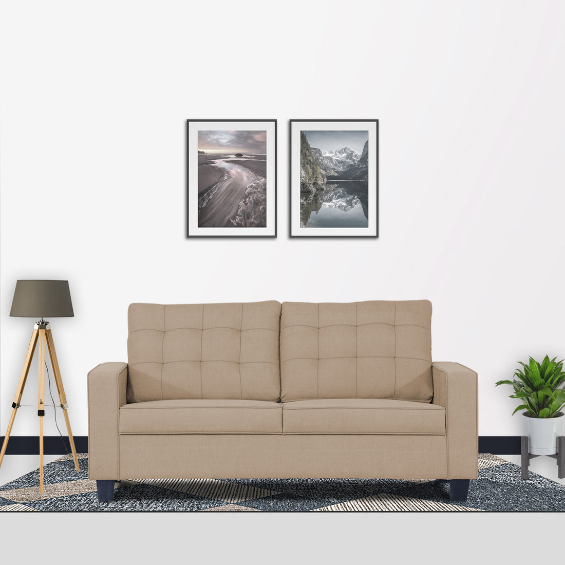 Adorn India Raptor 3 Seater Sofa (Beige)